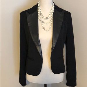 Black Blazer with Faux Leather collar - 8